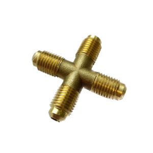Brass flare fitting cross, 4 x male flare
